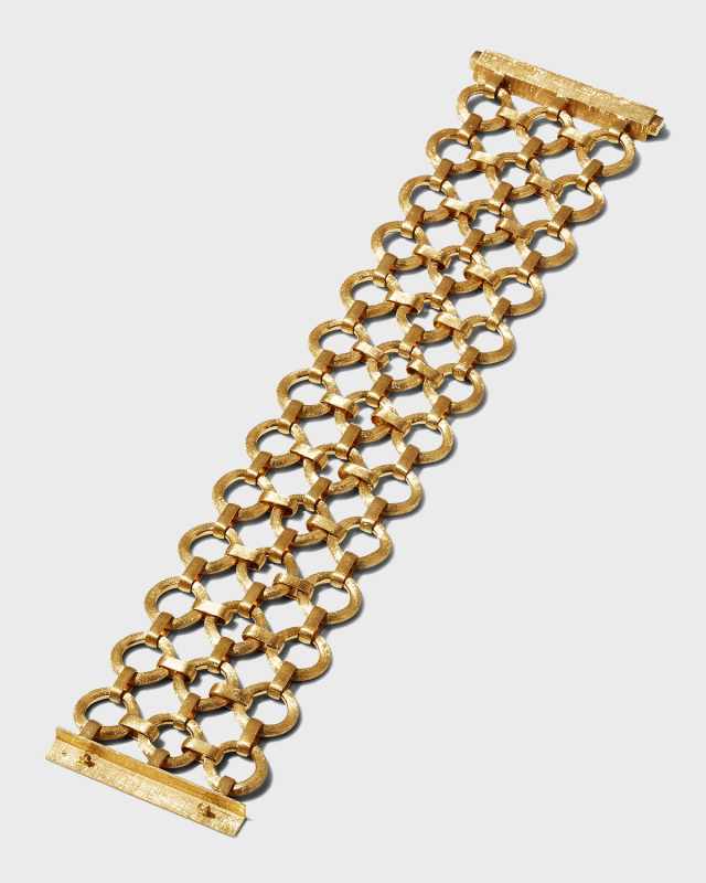 18K Jaipur Yellow Gold Three-Row Flat Link Bracelet